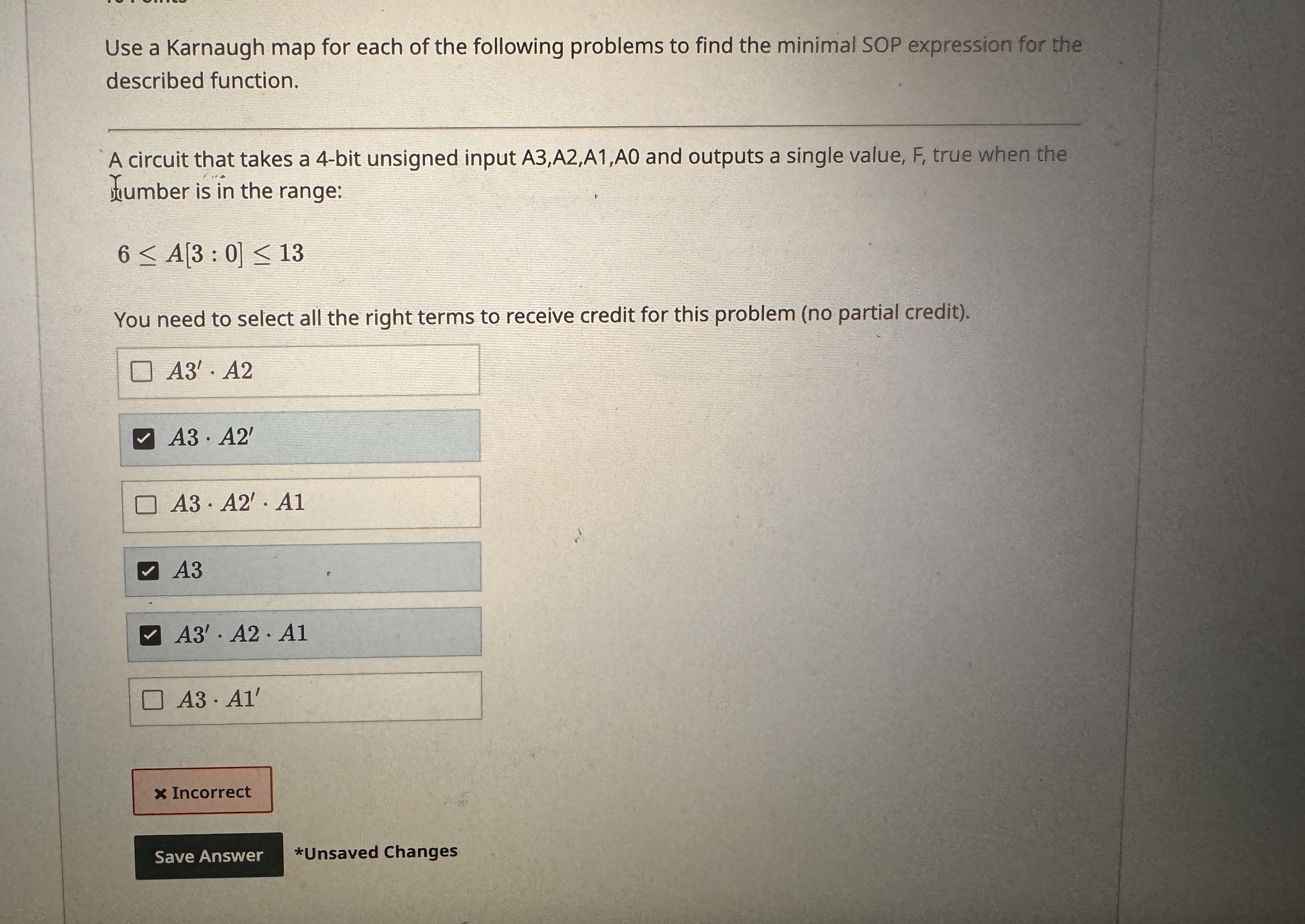 Use a Karnaugh map for each of the following