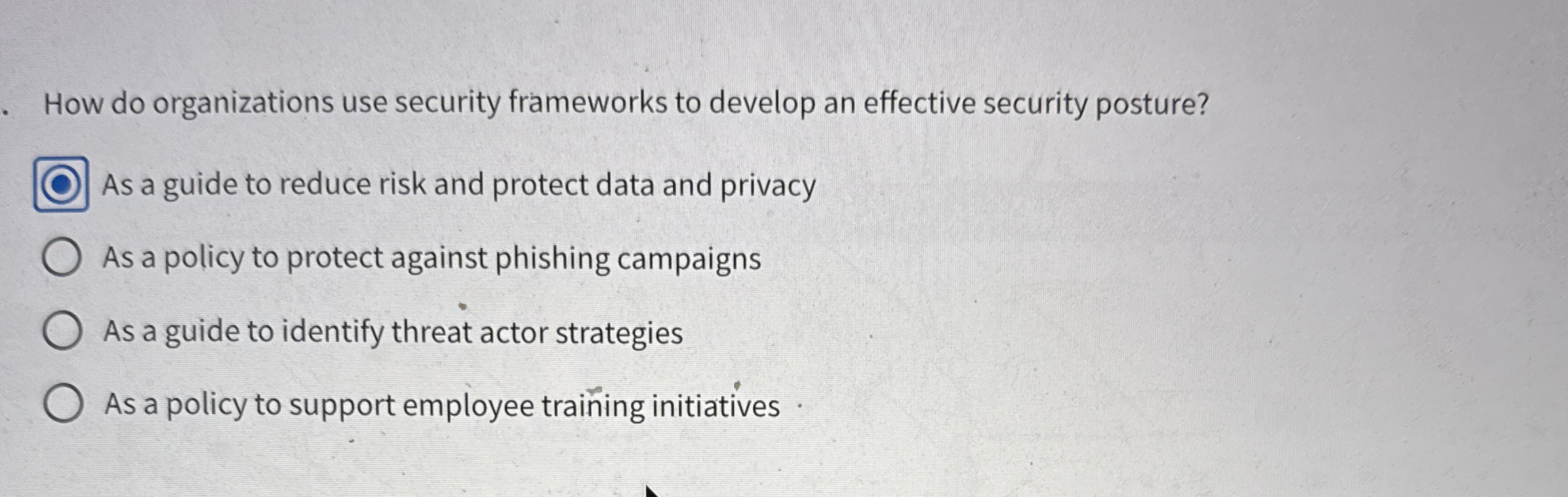 How do organizations use security frameworks to