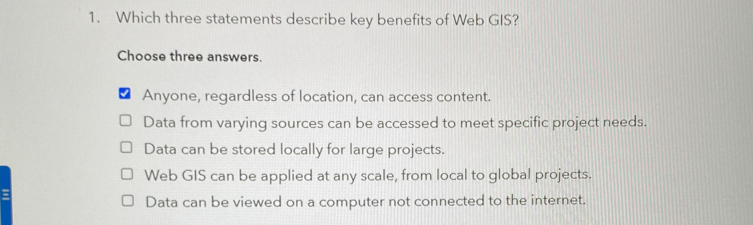 Which three statements describe key benefits of