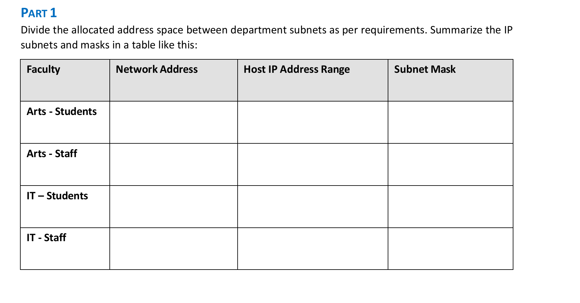 Design and configure a network for university