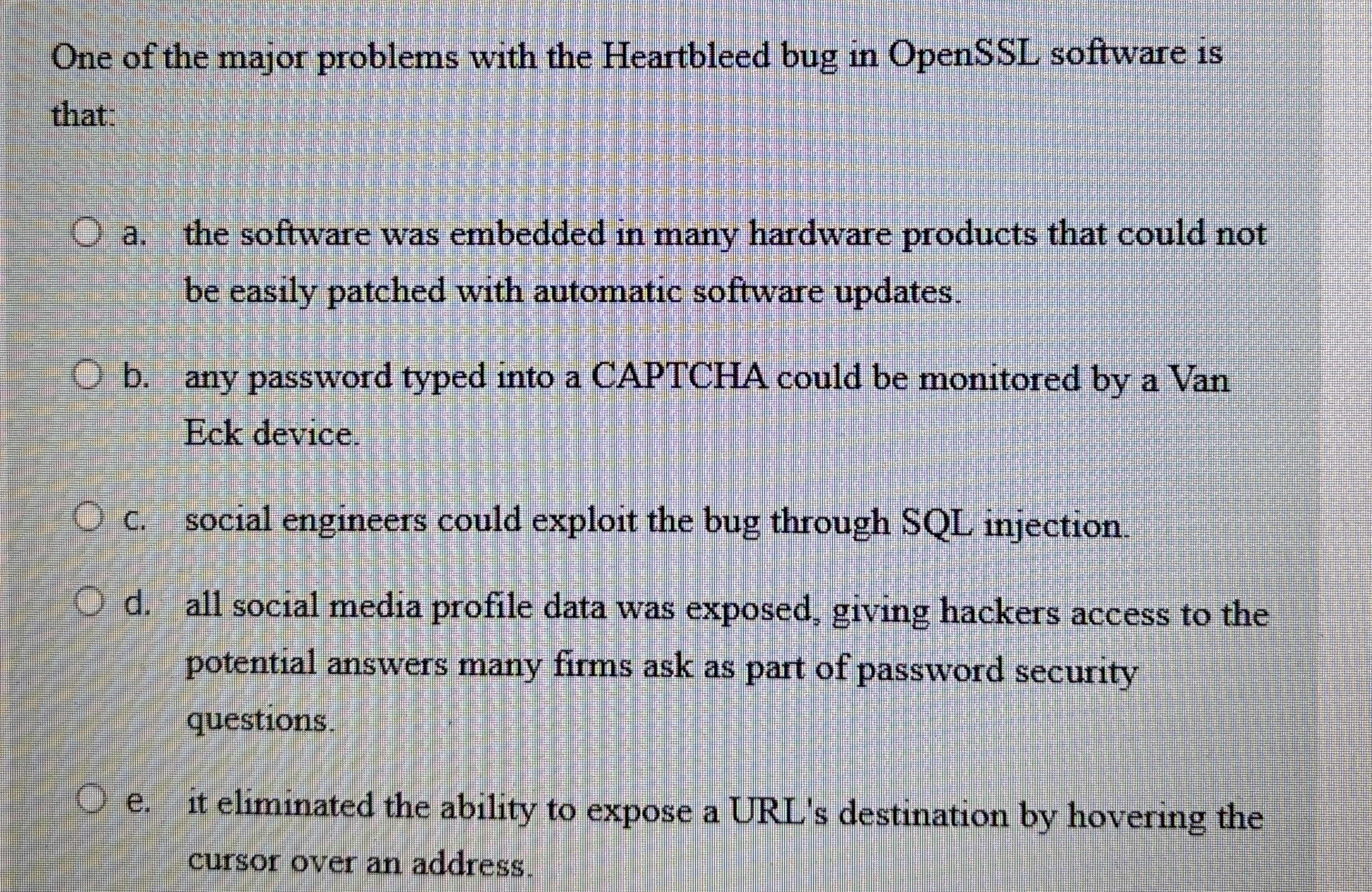 One of the major problems with the Heartbleed bug
