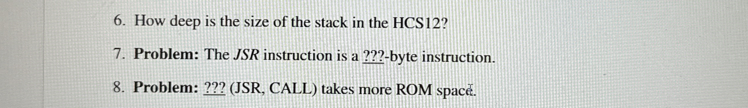 How deep is the size of the stack in the HCS 1 2