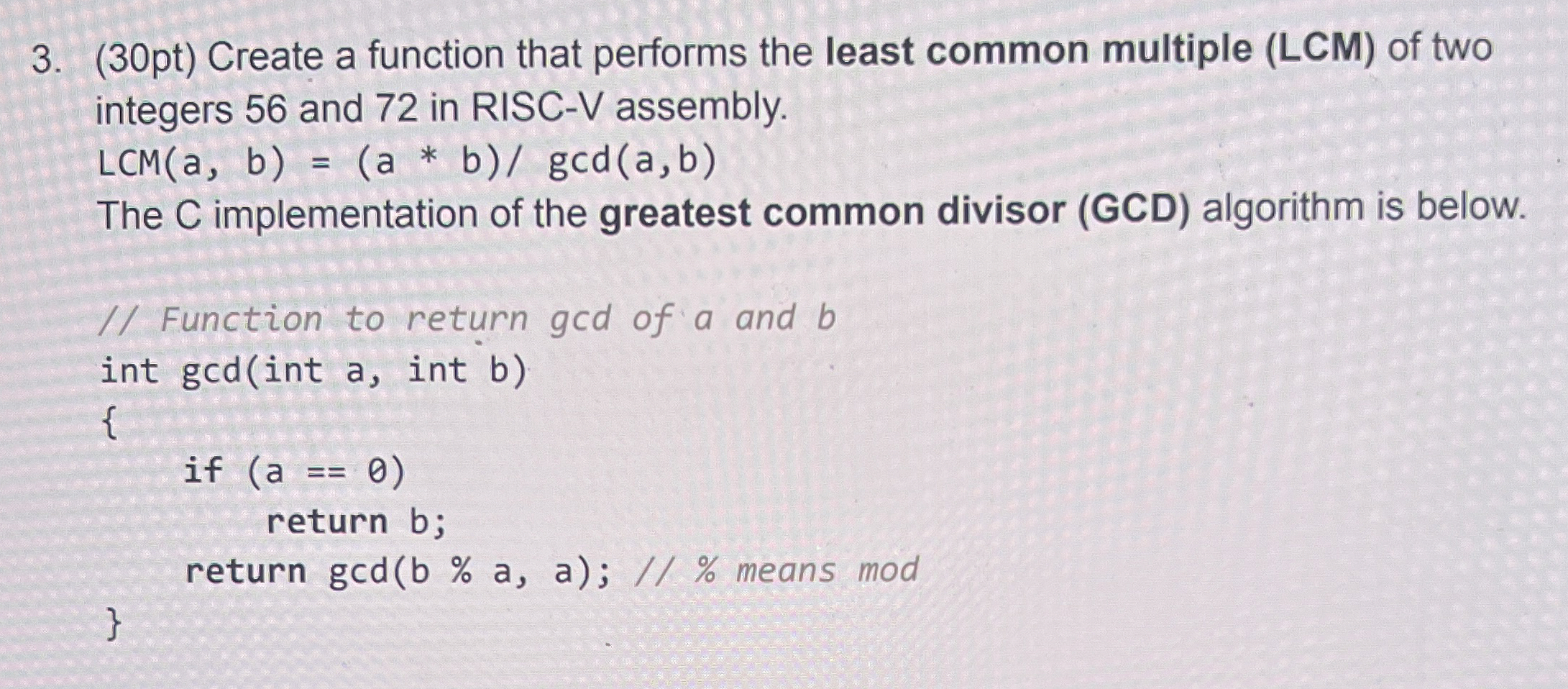 ( 3 0 p t ) Create a function that performs the