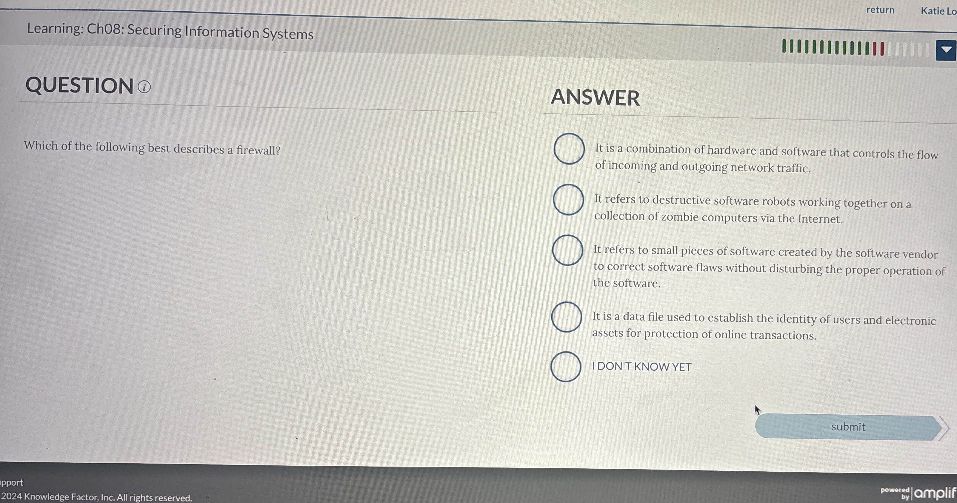 QUESTION Which of the following best describes a