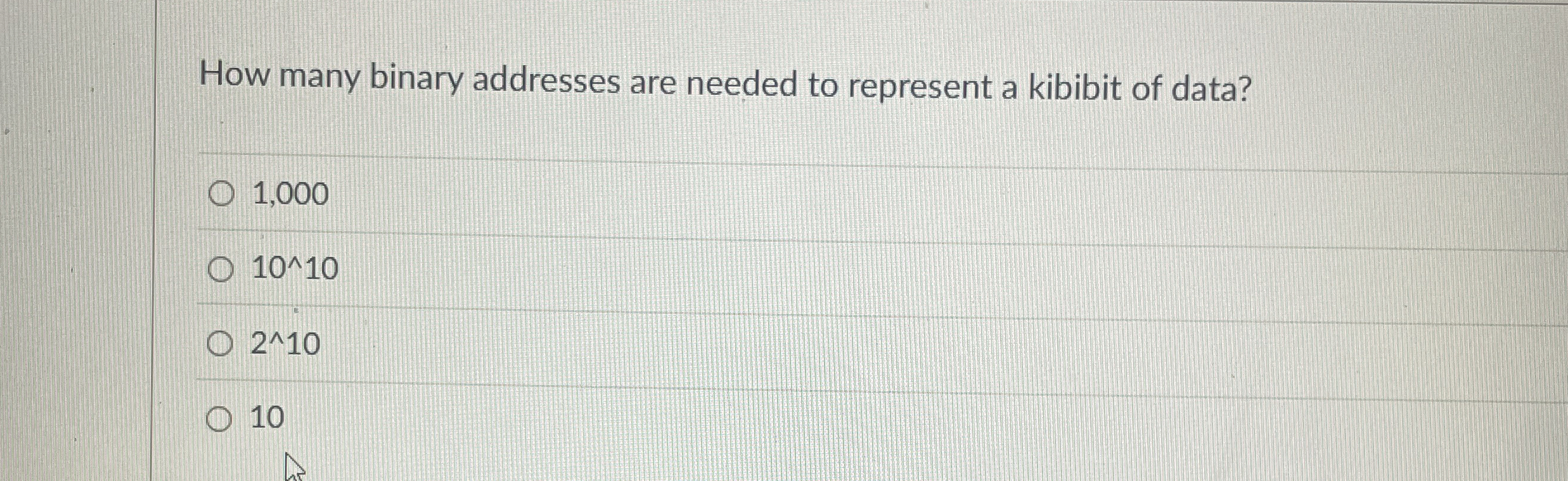 How many binary addresses are needed to represent
