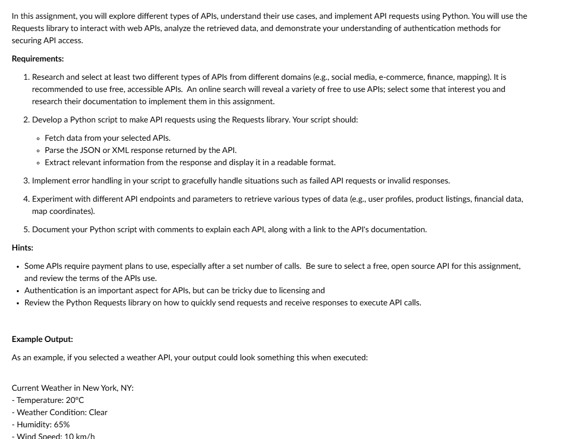 In this assignment, you will explore different