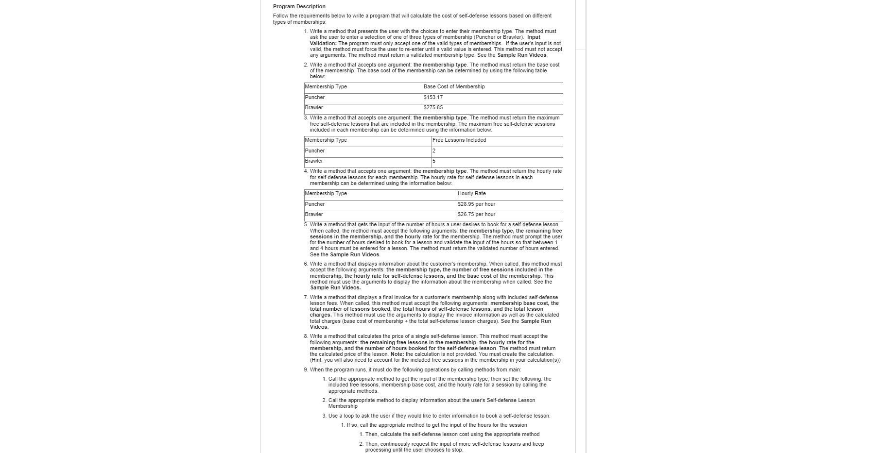 Program Description Follow the requirements below