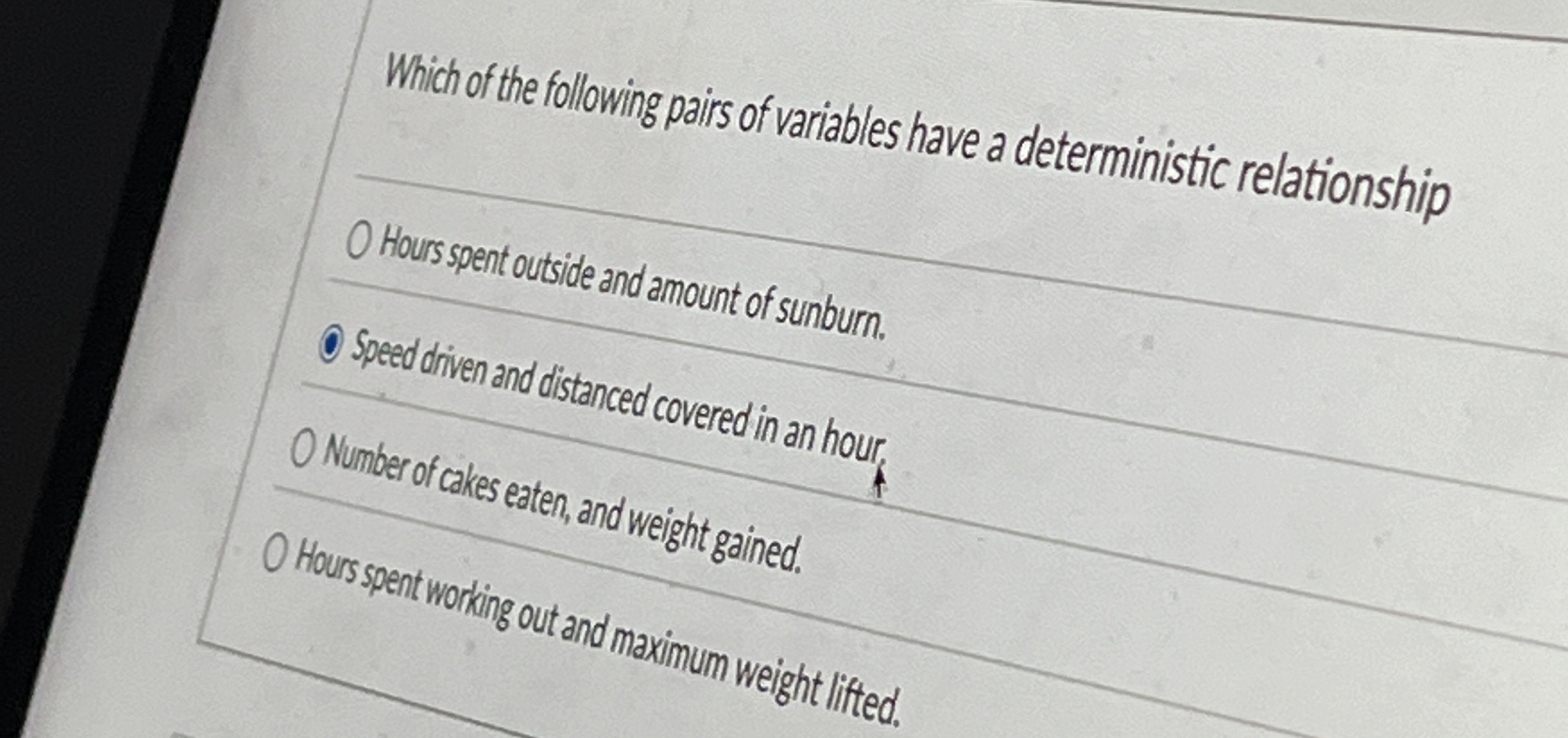 Which of the following pairs of variables have a