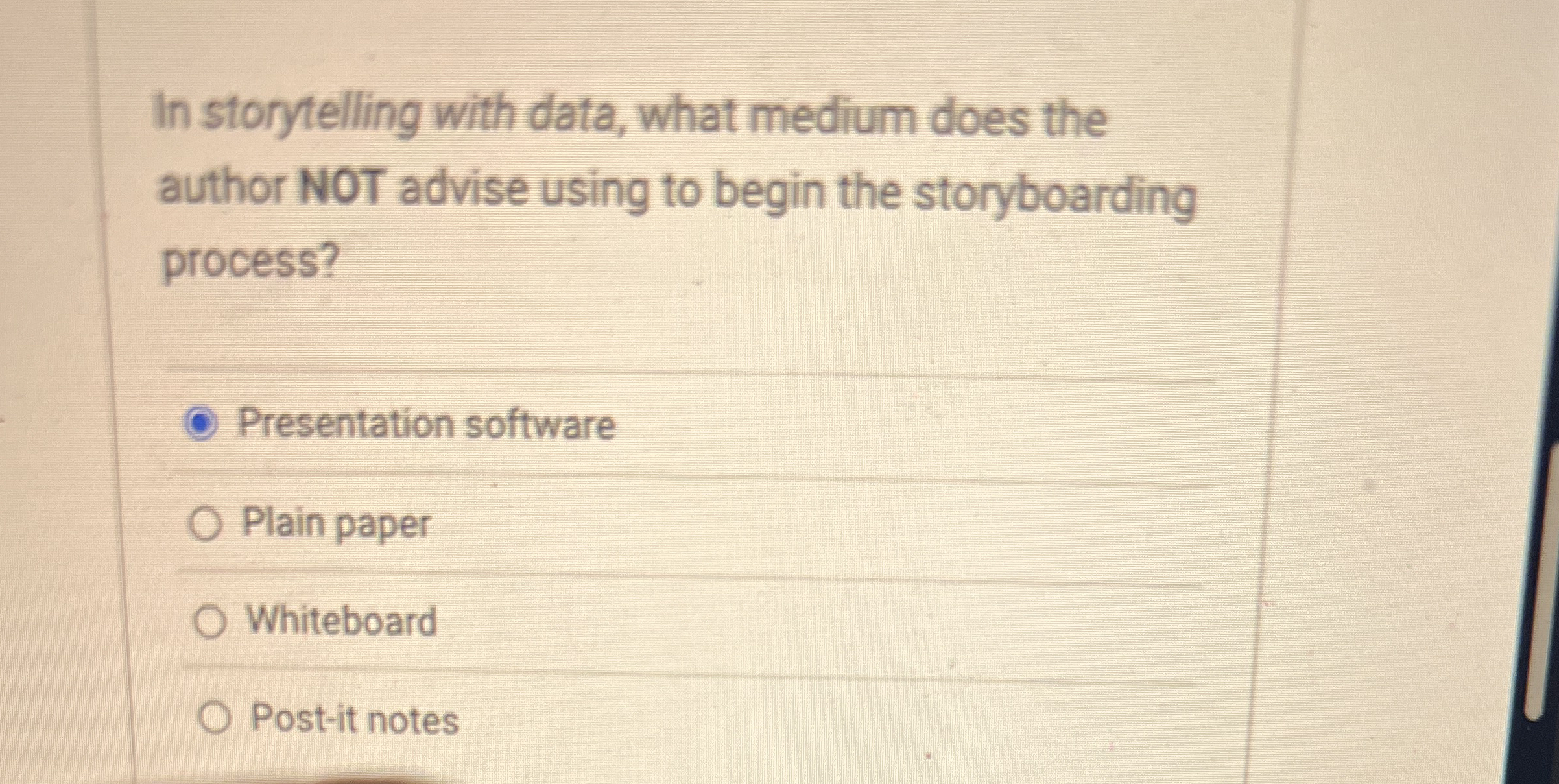 In storytelling with data, what medium does the