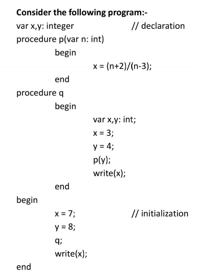 Consider the following program: - find the static