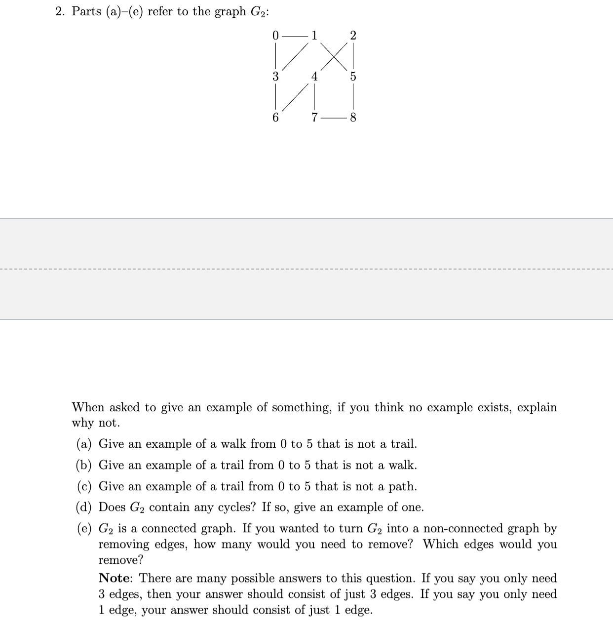 2 . Parts ( a ) - ( e ) refer to the graph \ ( G