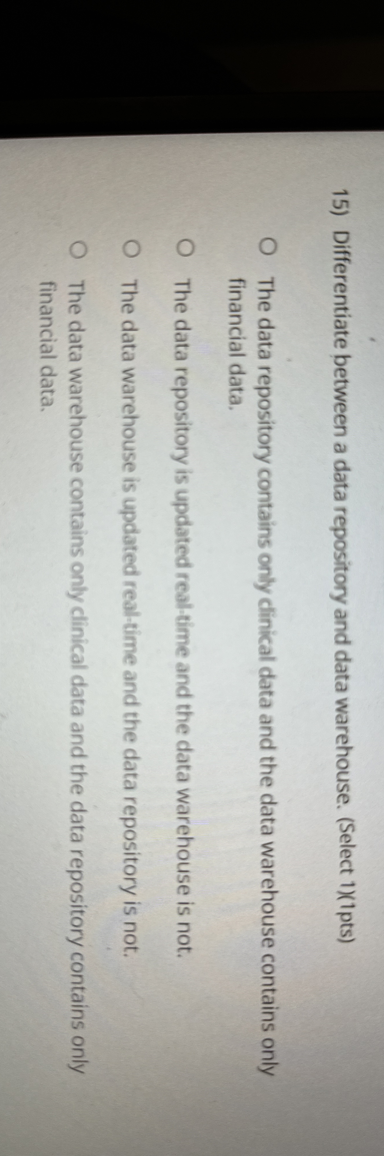 Differentiate between a data repository and data