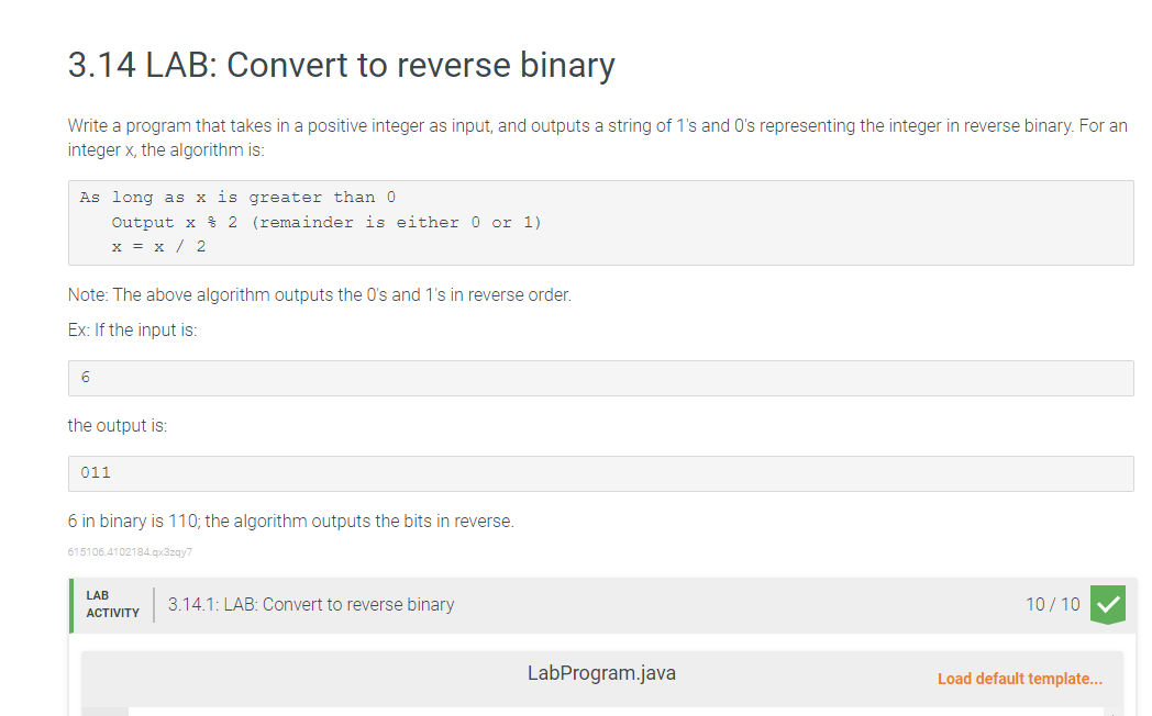Zybooks In Java 3 . 1 4 LAB: Convert to reverse