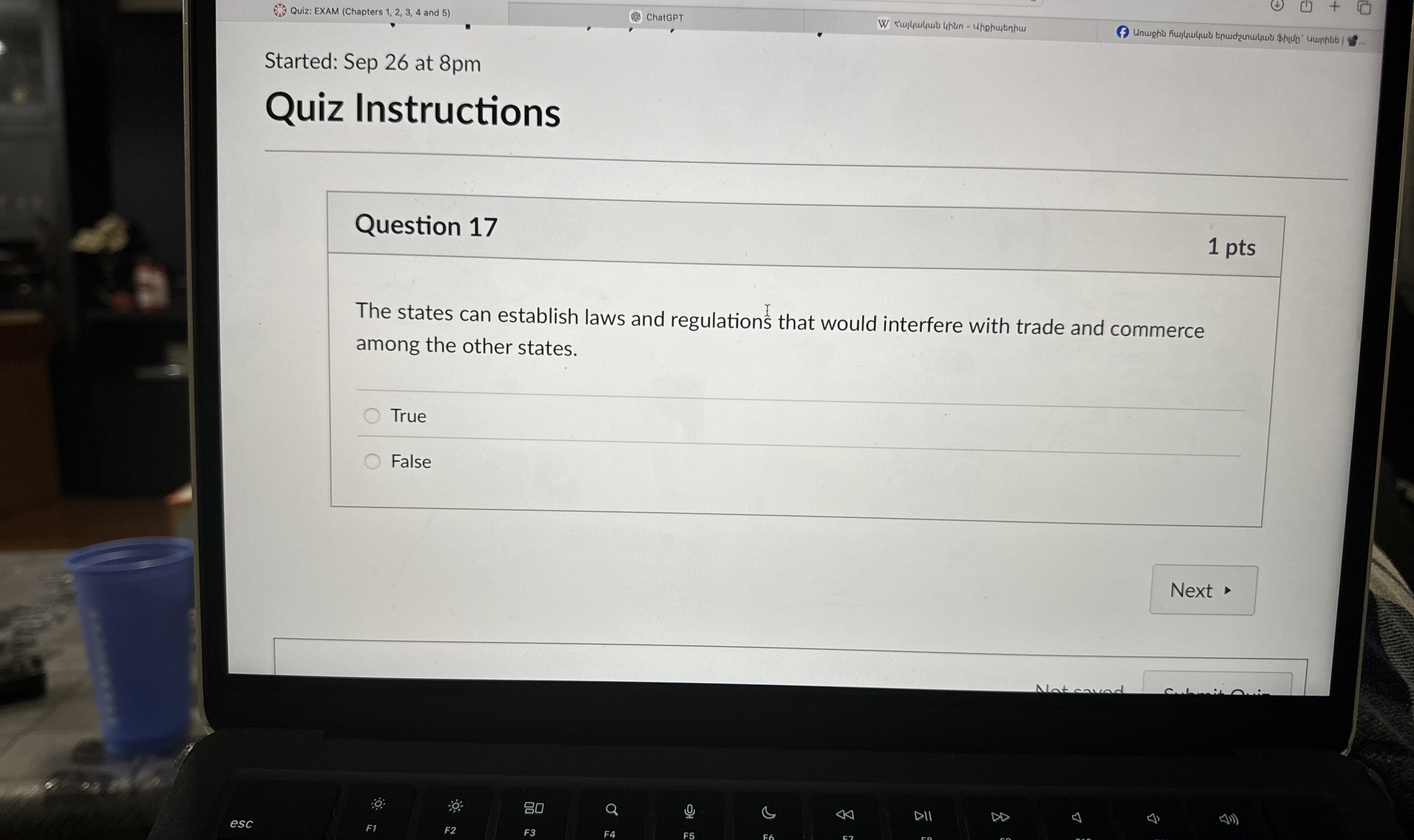 Question 1 7 The states can establish laws and