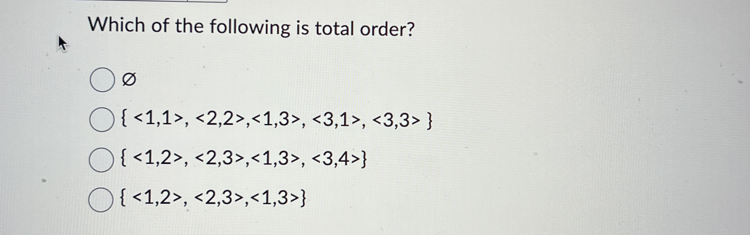 O ? ( ( : 1 , 1 : ) , ( : 2 , 2 : ) , < 1 , 3 : }