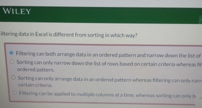 iltering data in Excel is different from sorting