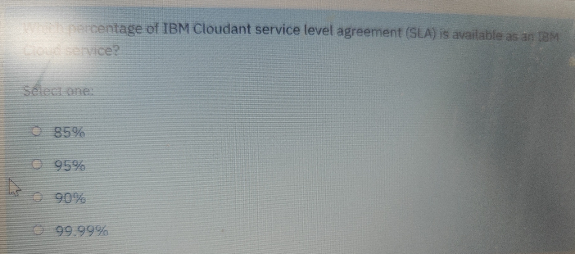 percentage of IBM Cloudant service level