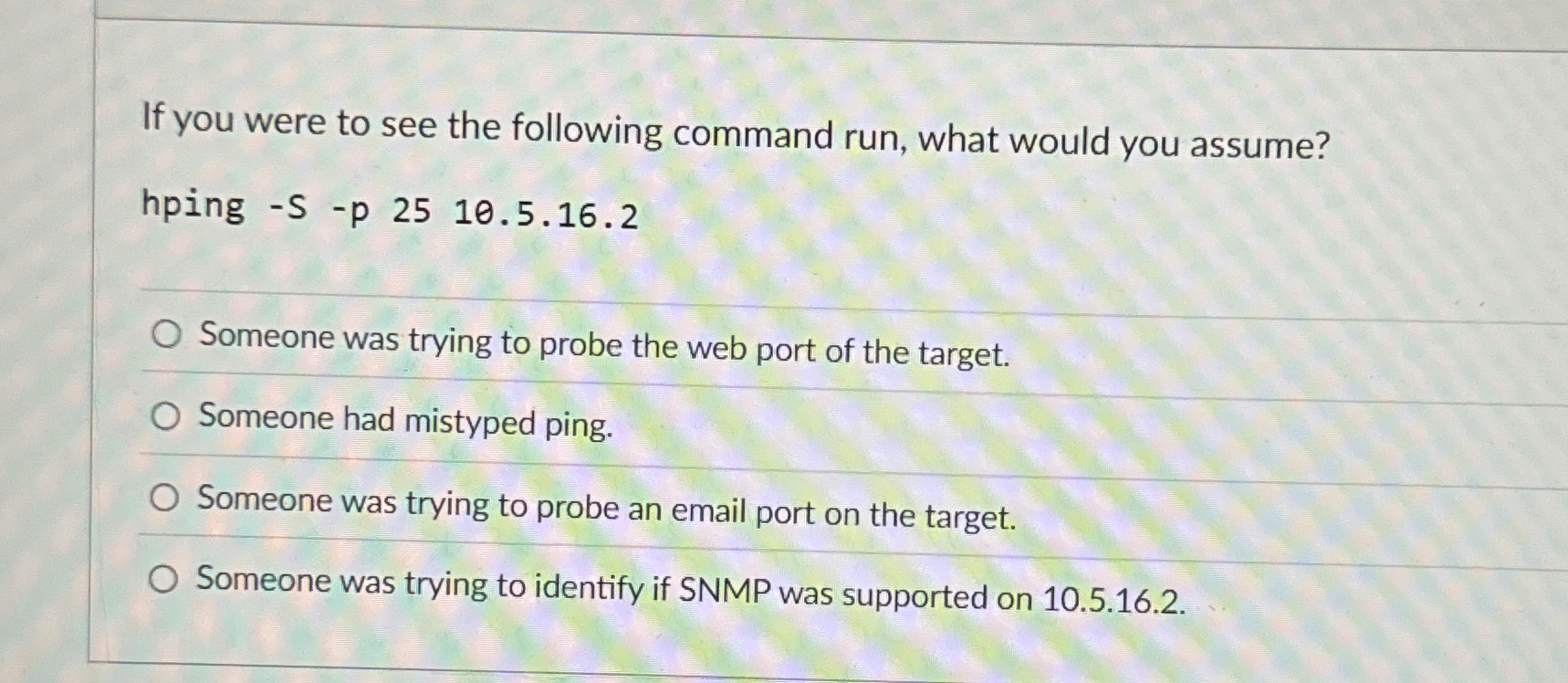 If you were to see the following command run,