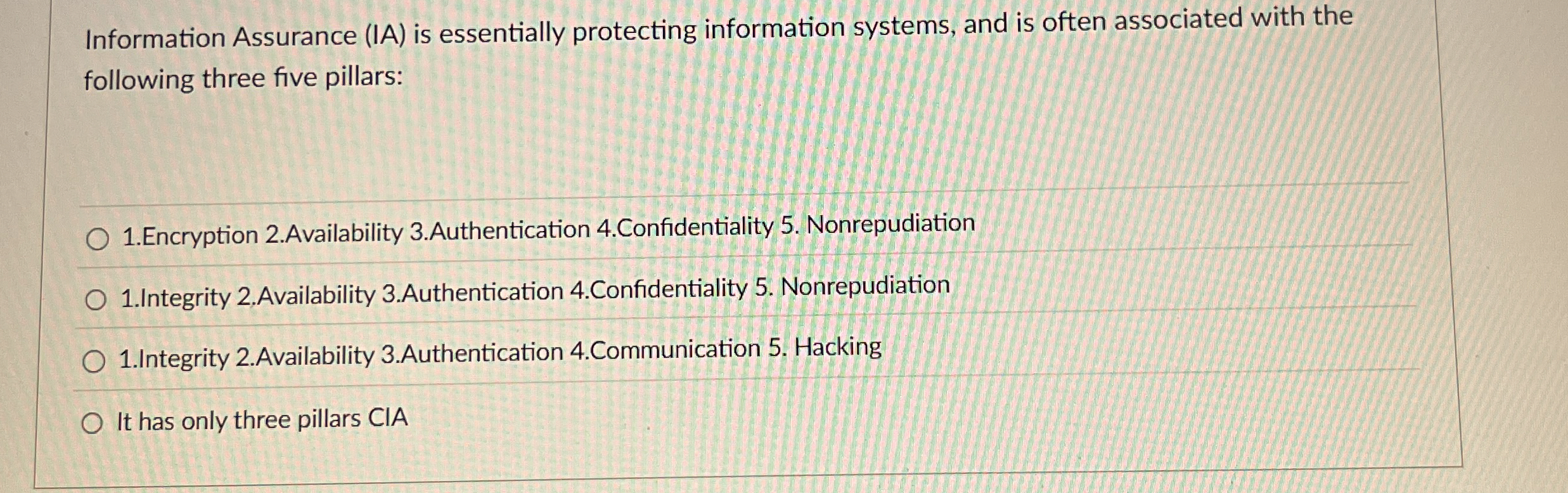 Information Assurance ( IA ) is essentially