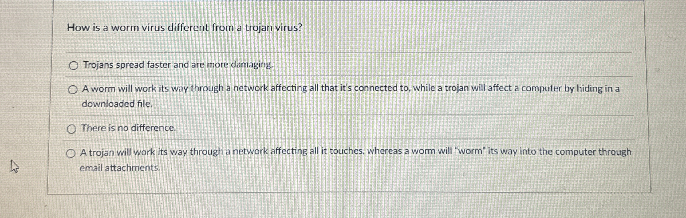 How is a worm virus different from a trojan