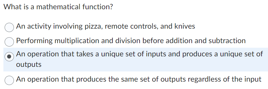 What is a mathematical function? An activity