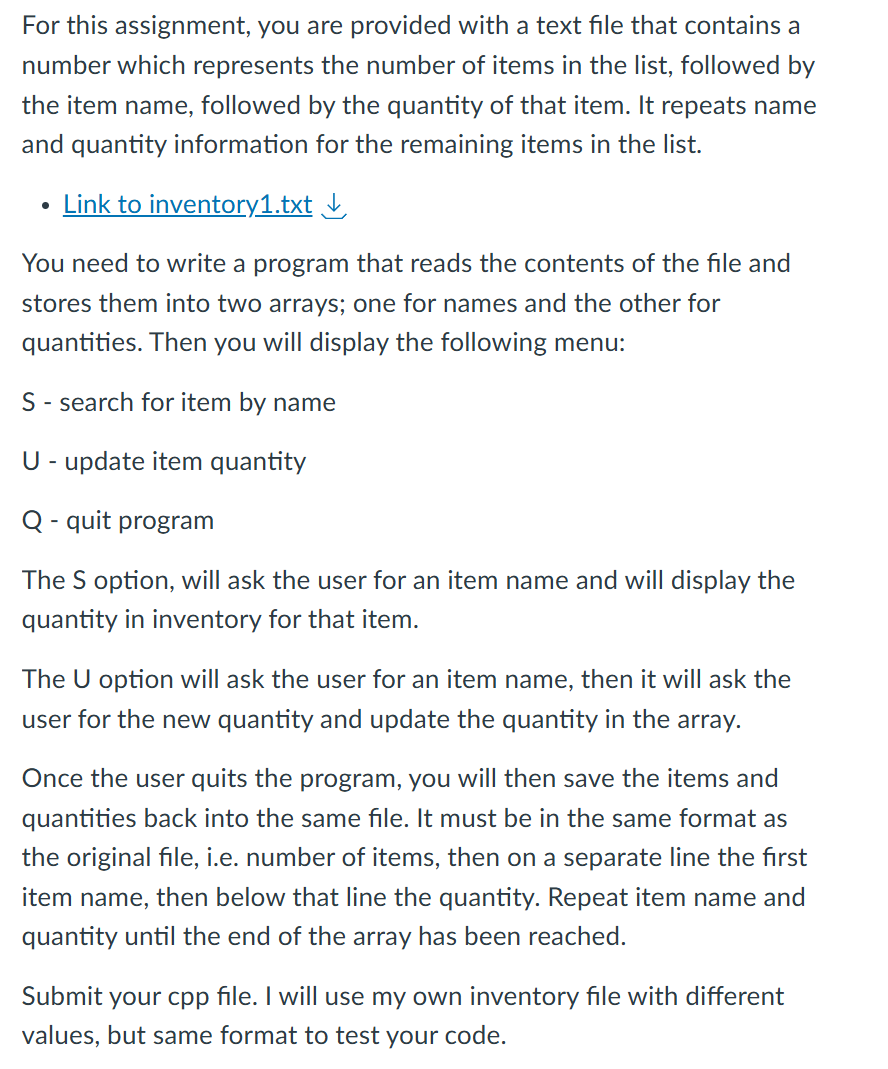 For this assignment, you are provided with a text