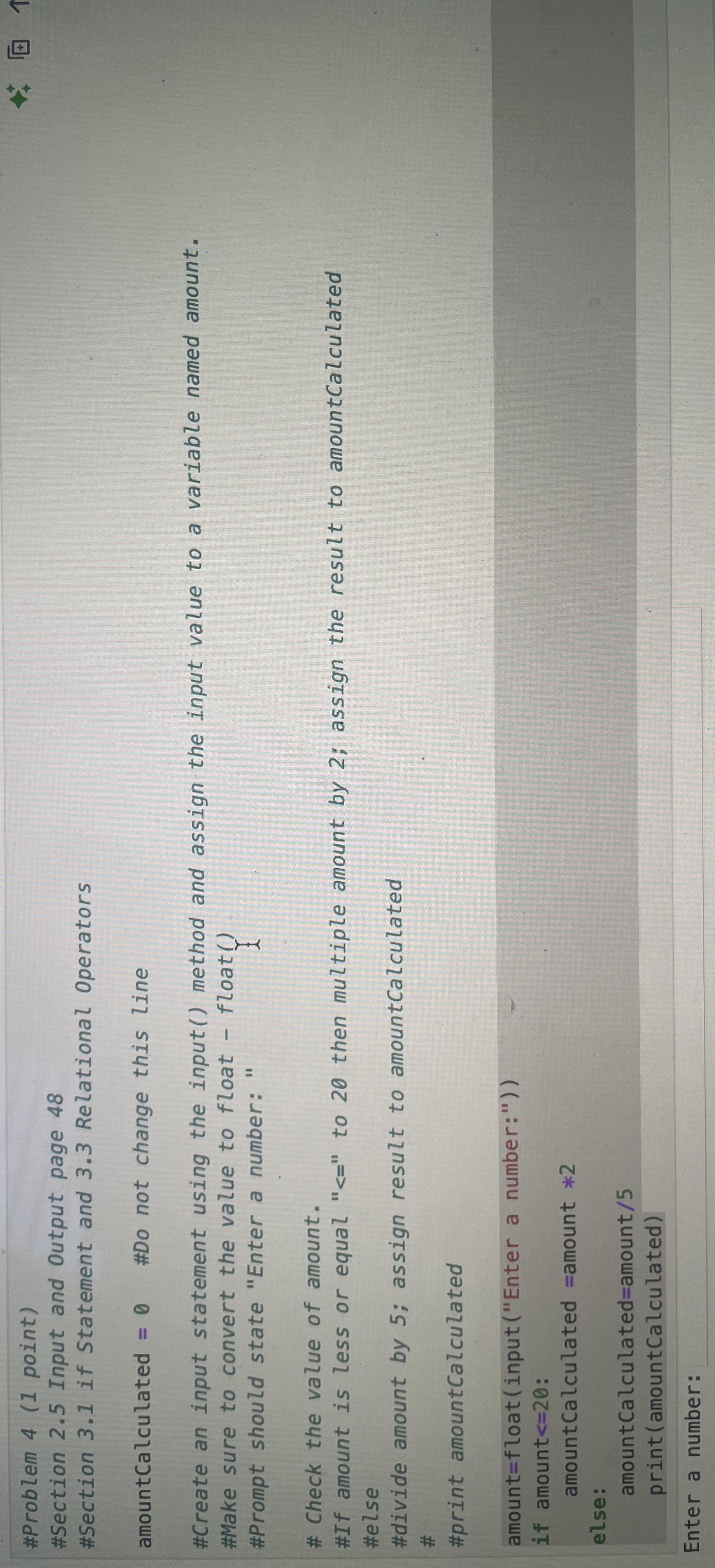 What number should i enter? amountCalculated = 0