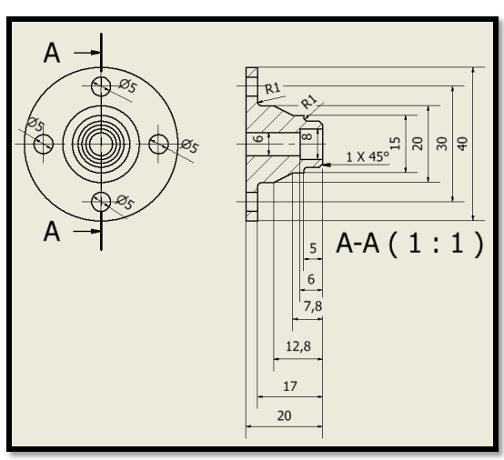 Technical drawing of a flange is shown in Figure