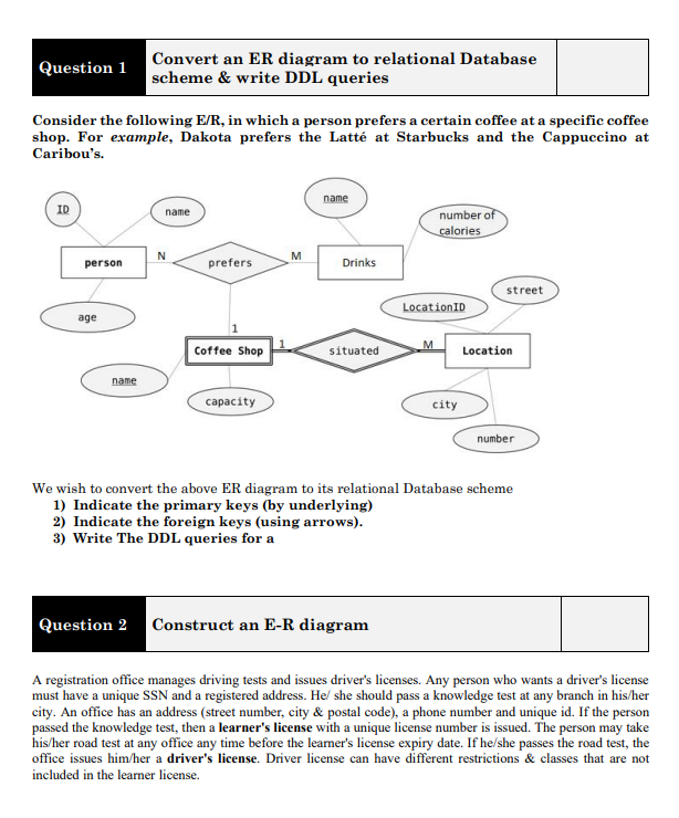 Convert an ER diagram to relational Database