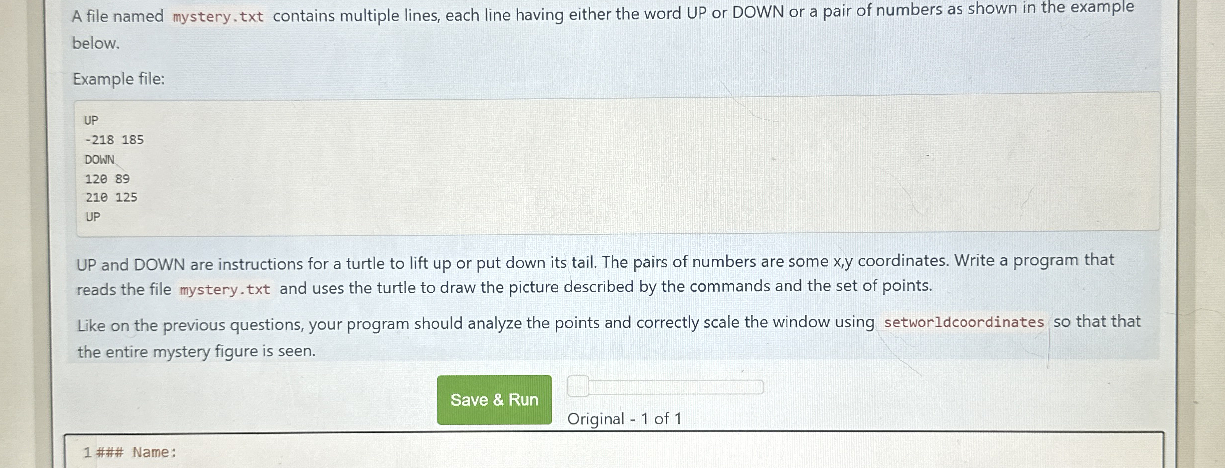 A file named mystery.txt contains multiple lines,