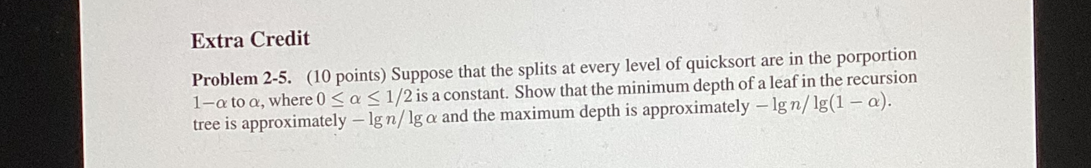 Problem 2 - 5 . ( 1 0 points ) Suppose that the