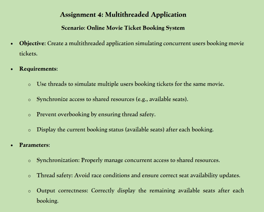 Assignment 4 : Multithreaded Application