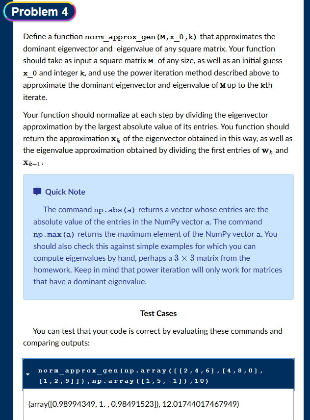 Problem 4 Define a function norm _ approx _ gen (