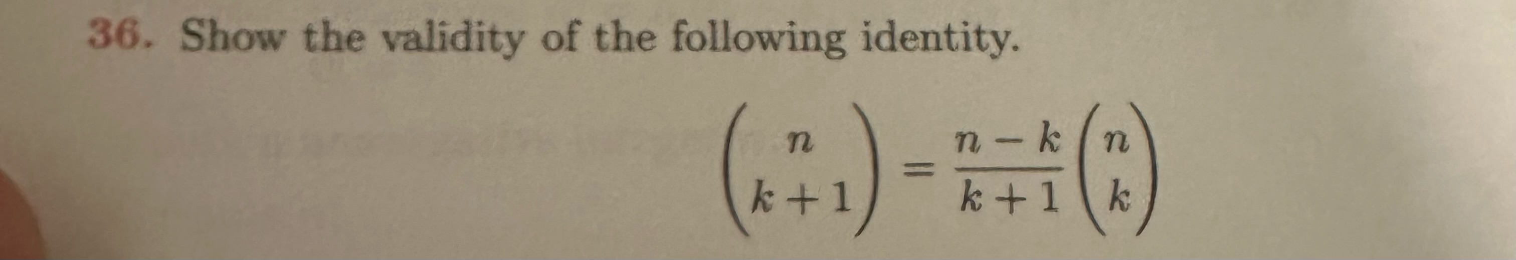 Show the validity of the following identity.