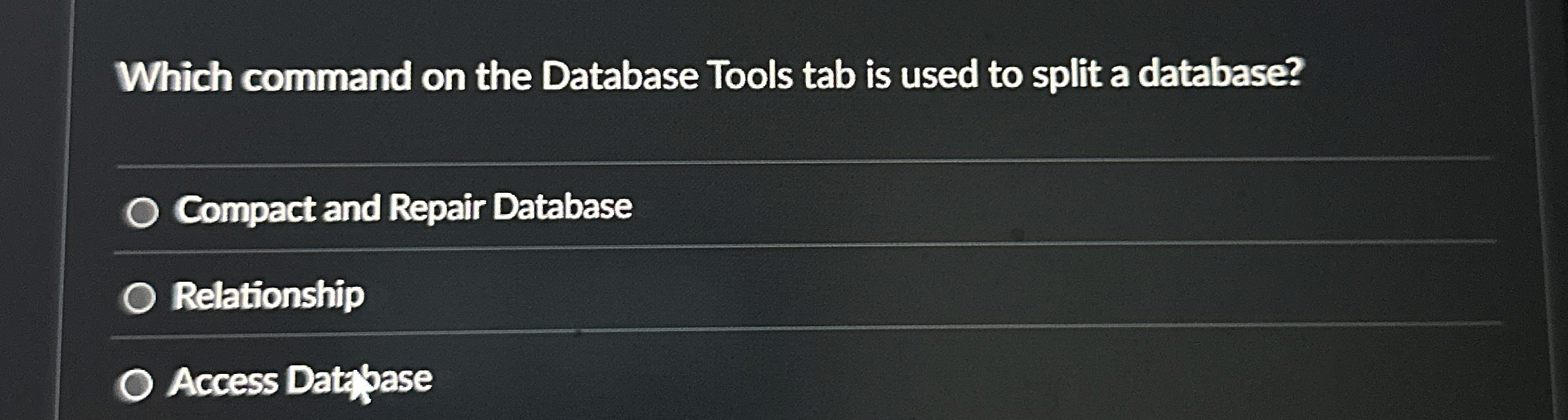 Which command on the Database Tools tab is used
