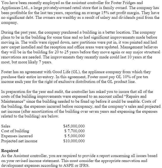 You have been recently employed as the assistant