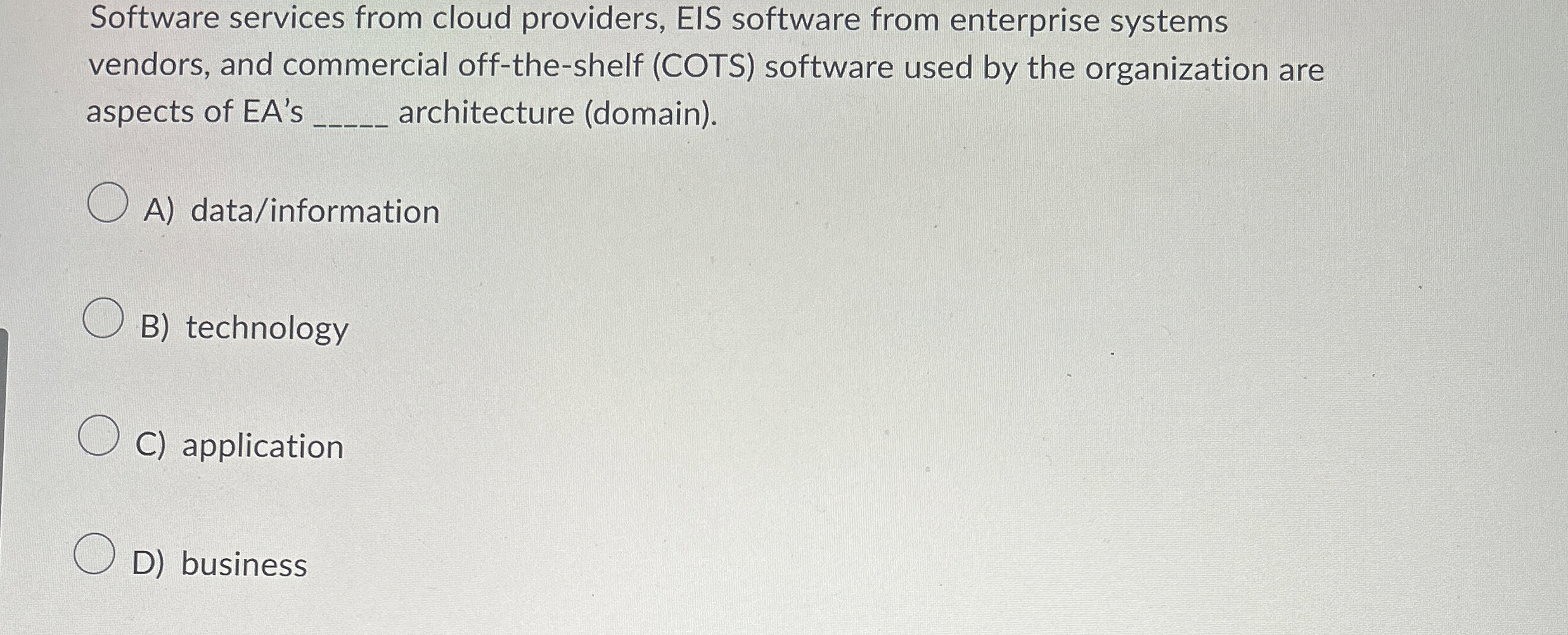 Software services from cloud providers, EIS