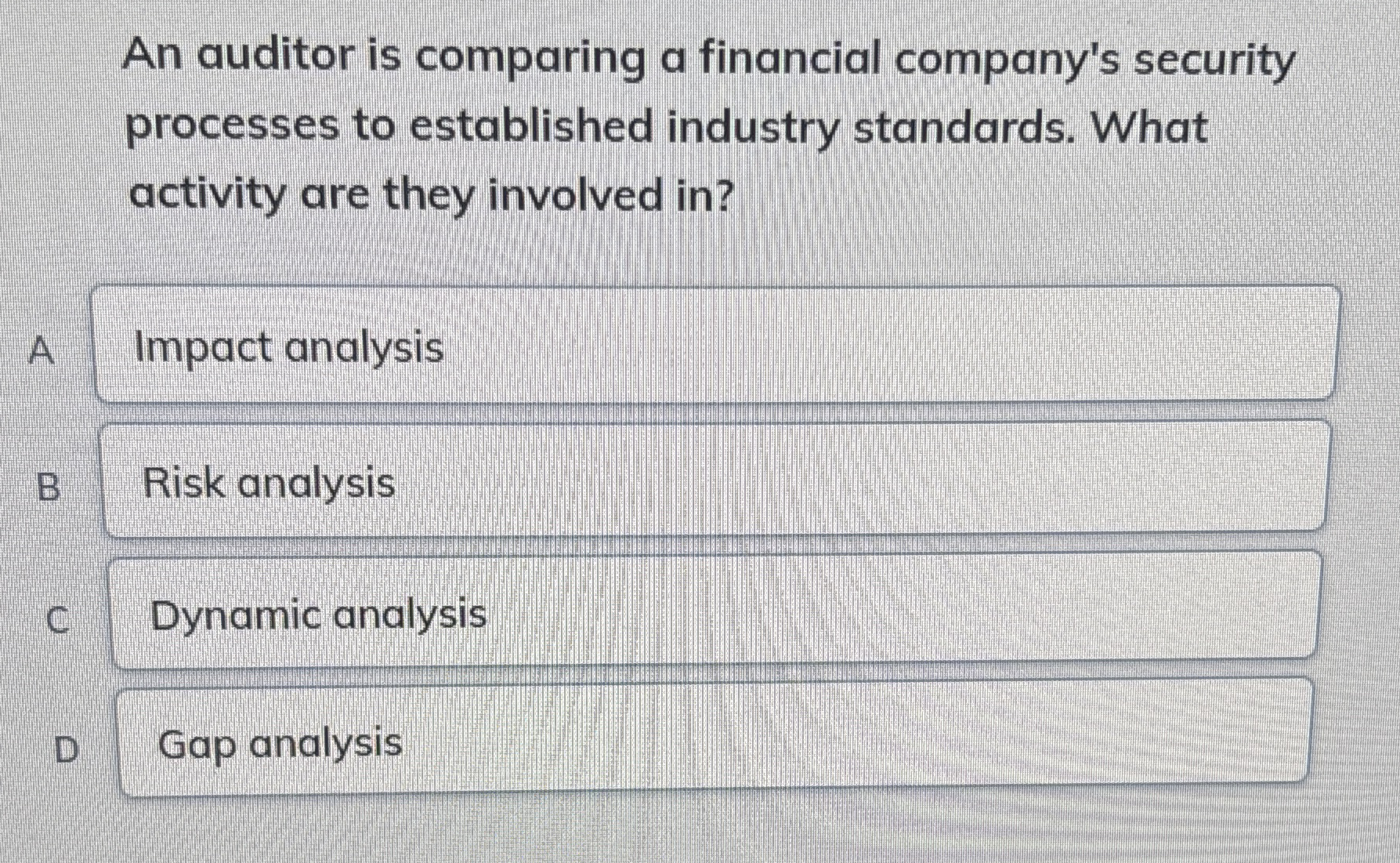 An auditor is comparing a financial company's