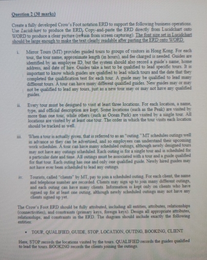 Qnestion 2 ( 3 0 marks ) Create a fully developed