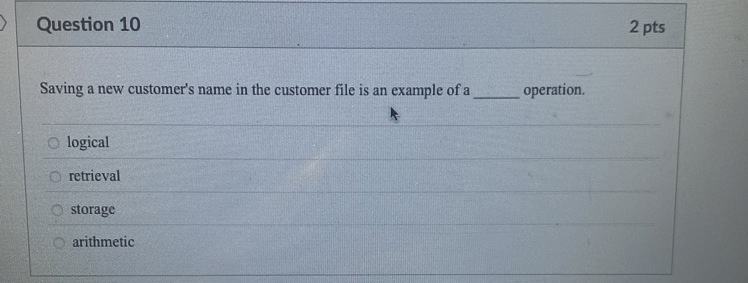 Question 1 0 Saving a new customer's name in the