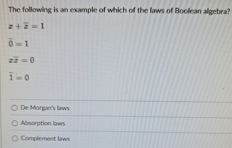 The following is an example of which of the laws