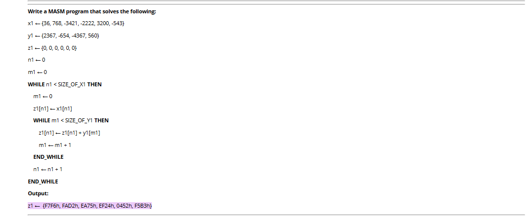 Write a MASM program that solves the following: x