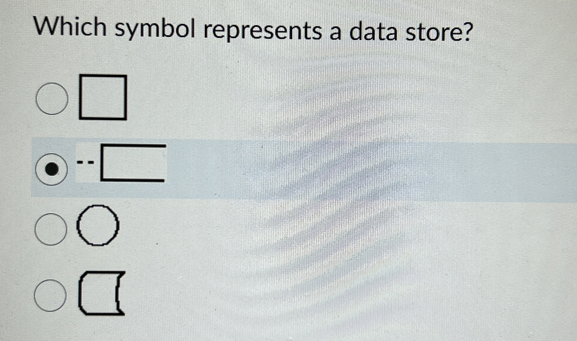 Which symbol represents a data store? 0