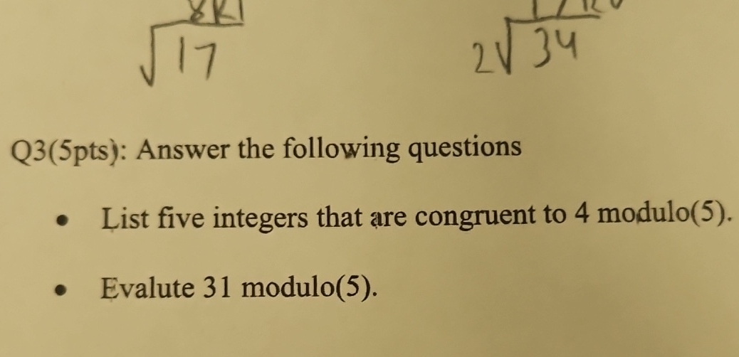 Q 3 ( 5 pts ) : Answer the following questions