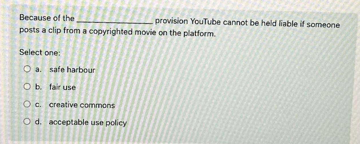 Because of the provision YouTube cannot be held