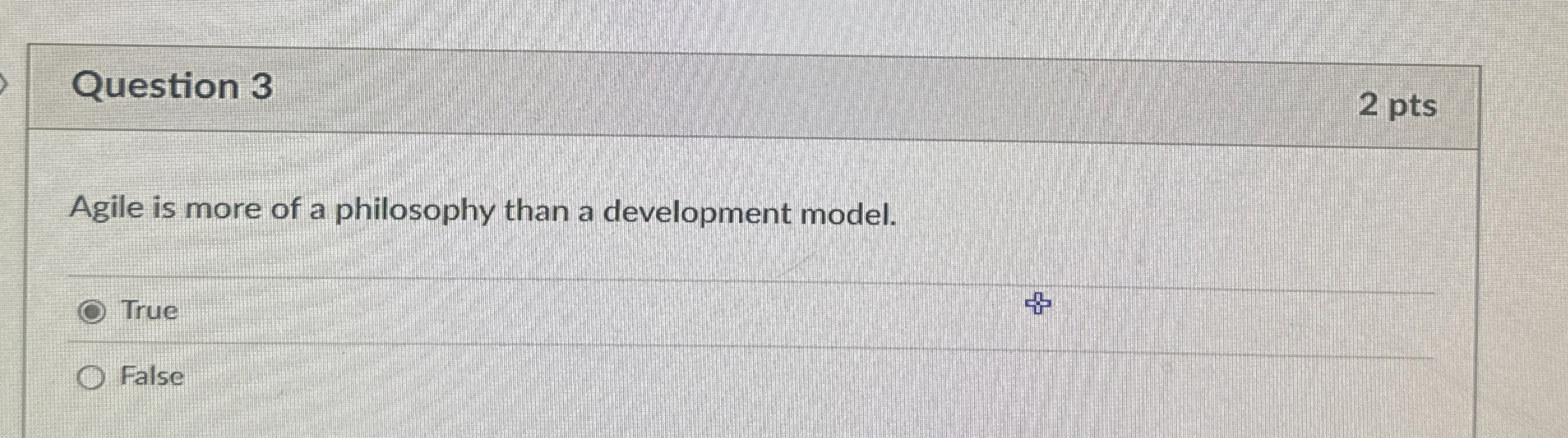 Question 3 Agile is more of a philosophy than a