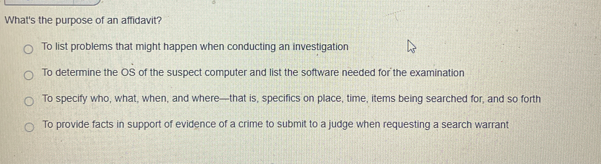 What's the purpose of an affidavit? To list