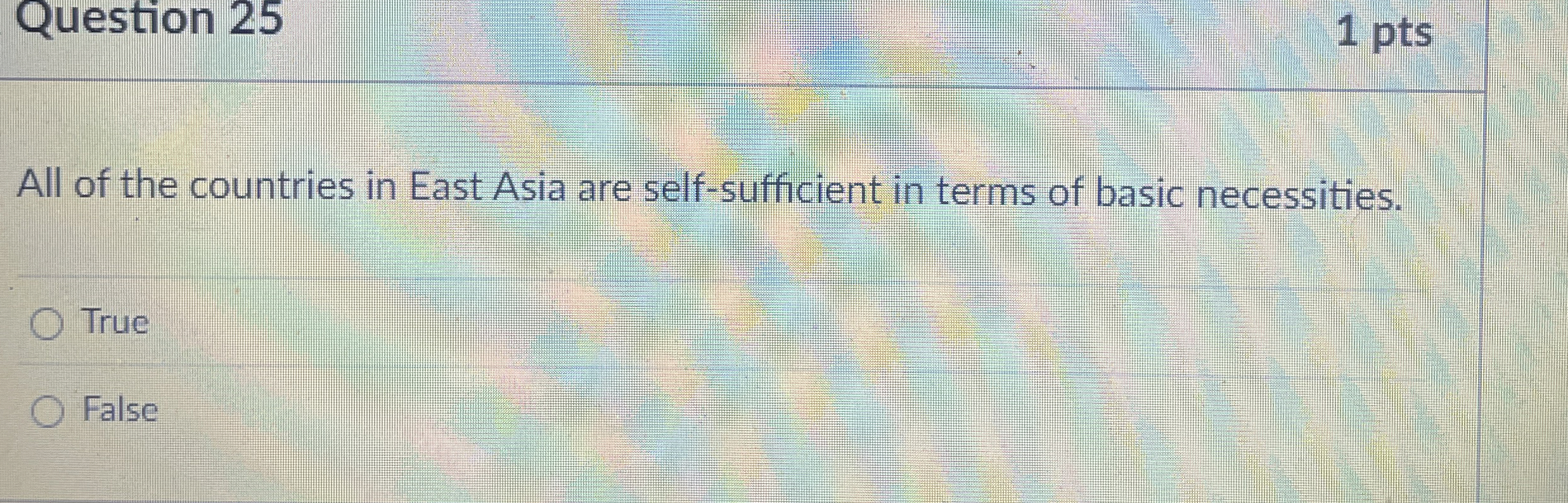 Question 2 5 1 pts All of the countries in East