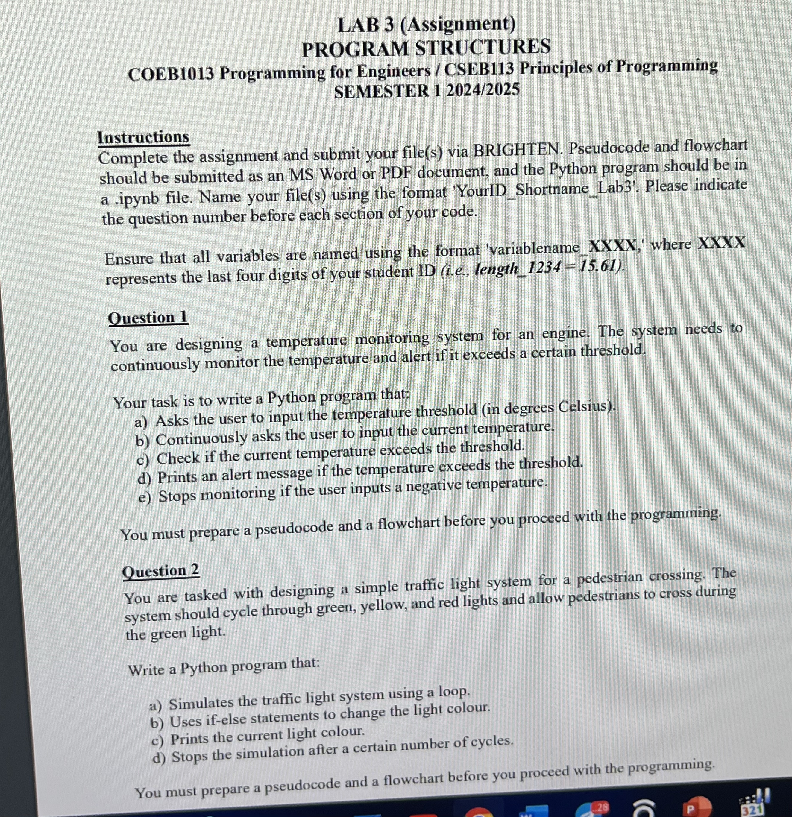 LAB 3 ( Assignment ) PROGRAM STRUCTURES COEB 1 0
