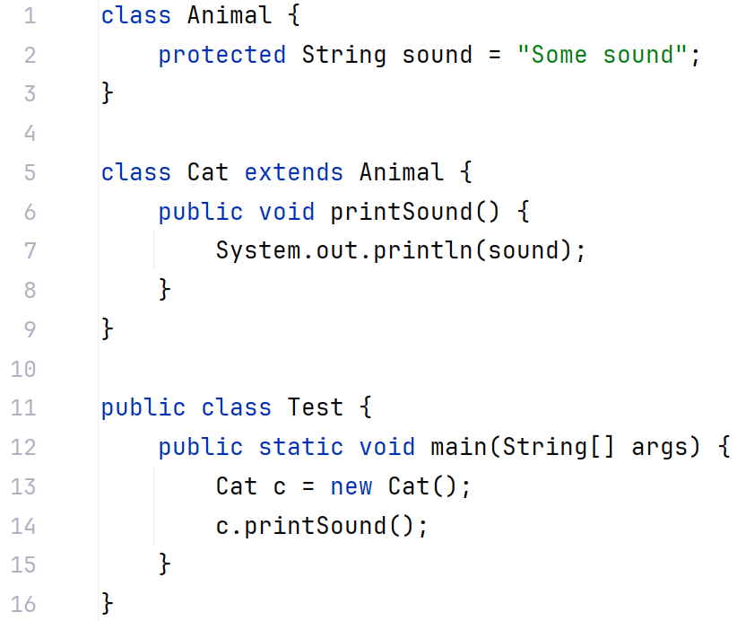 What will code output? class Animal { protected